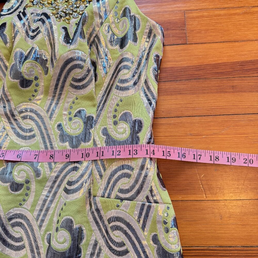 Lilly Pulitzer Chartreuse Fancy Occassion Mini Dress w/Beads and Sparkly Thread - Picture 6 of 12